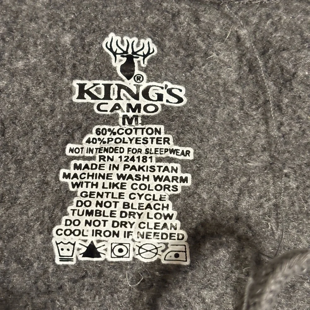 Kings Camo Deer Graphic Hoodie Men’s M Gray Outdoor Hunting Pullover - Picture 3 of 8